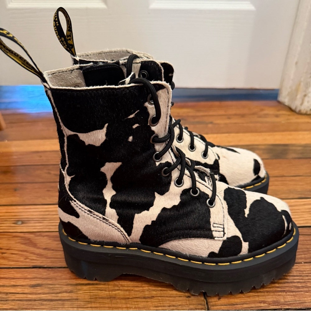 Dr. Martens Jadon Boots Hair-On Cow Print Platforms - Picture 6 of 7